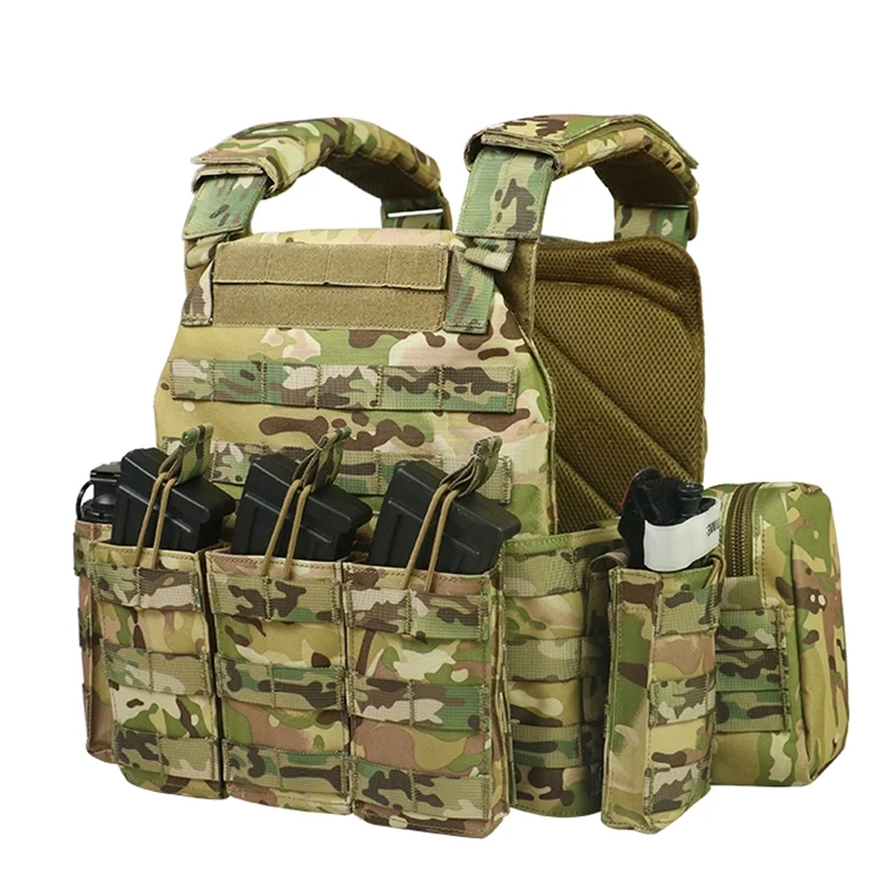 1000D Polyester Outdoor Vest Tactical Vest MOLLE System With Triple Magazine Pouch Waist Adjustment Catchall 1000D Polyester Outdoor Vest Tactical Vest MOLLE System With Triple Magazine Pouch Waist Adjustment Catchall