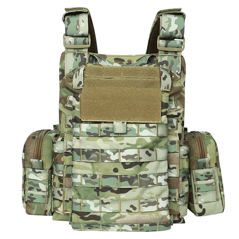 1000D Polyester Outdoor Vest Tactical Vest MOLLE System With Triple Magazine Pouch Waist Adjustment Catchall