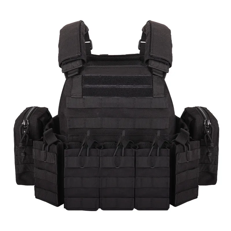 1000D Polyester Outdoor Vest Tactical Vest MOLLE System With Triple Magazine Pouch Waist Adjustment Catchall