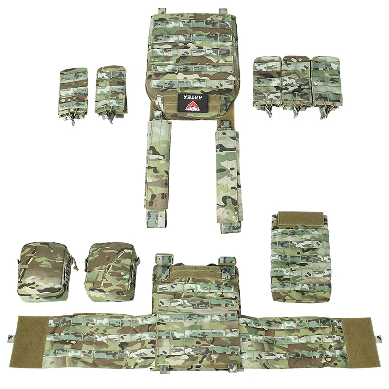 1000D Polyester Outdoor Vest Tactical Vest MOLLE System With Triple Magazine Pouch Waist Adjustment Catchall