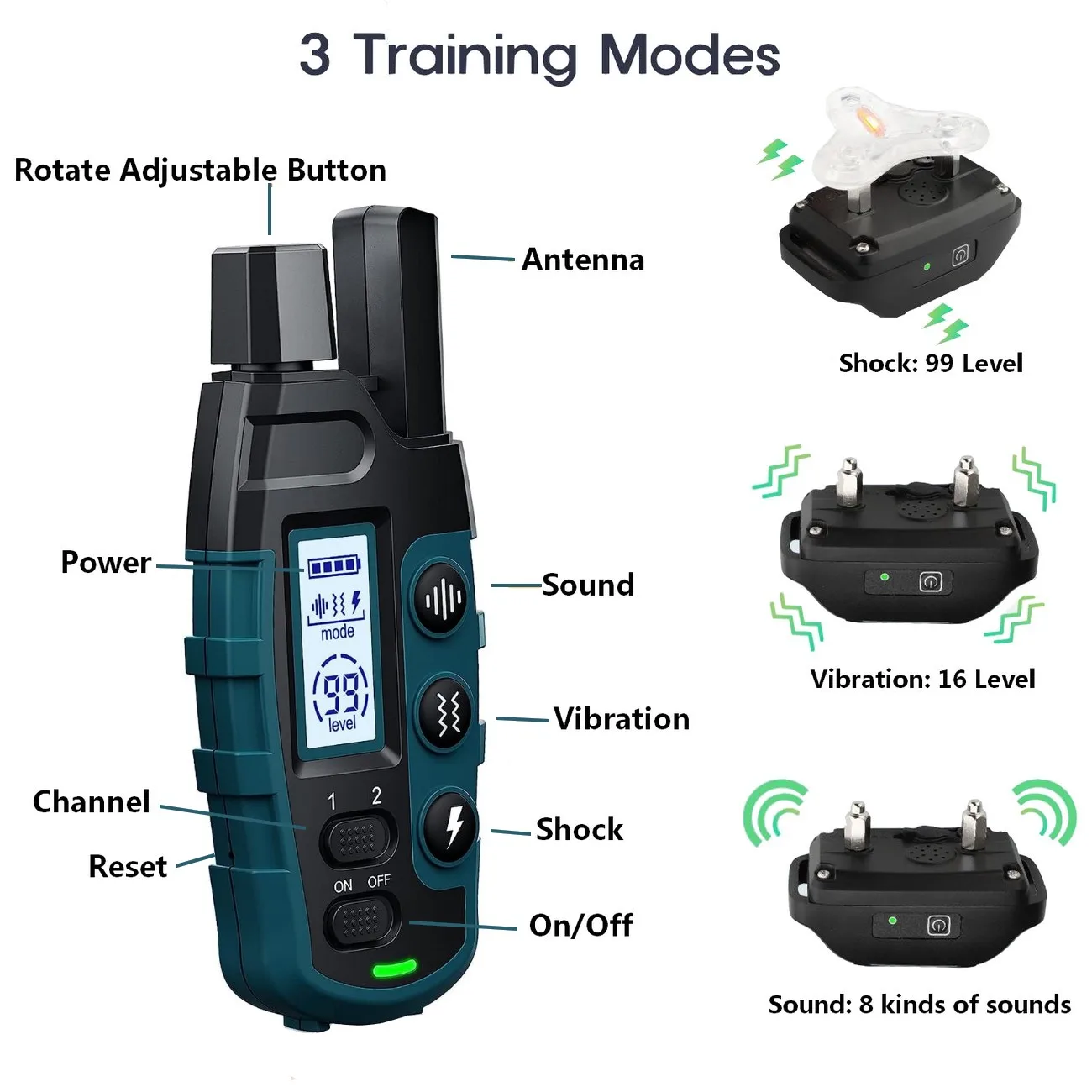 1000M Remote Pet Dog Training Collar IP67 Waterproof Shock Vibration Rechargeable Collar Pet Trainer Anti Bark Stop For 1000M Remote Pet Dog Training Collar IP67 Waterproof Shock Vibration Rechargeable Collar Pet Trainer Anti Bark Stop For