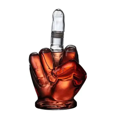 1000ML Novelty Middle Finger Shaped Whiskey Decanter for Liquor Scotch Bourbon Alcohol Bottle Unique Liquor Bar and