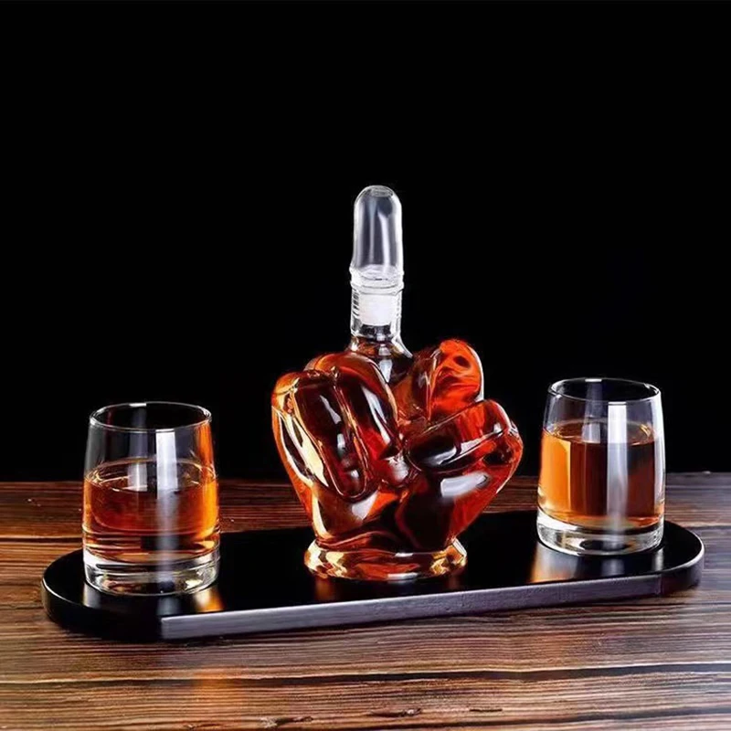 1000ML Novelty Middle Finger Shaped Whiskey Decanter for Liquor Scotch Bourbon Alcohol Bottle Unique Liquor Bar and