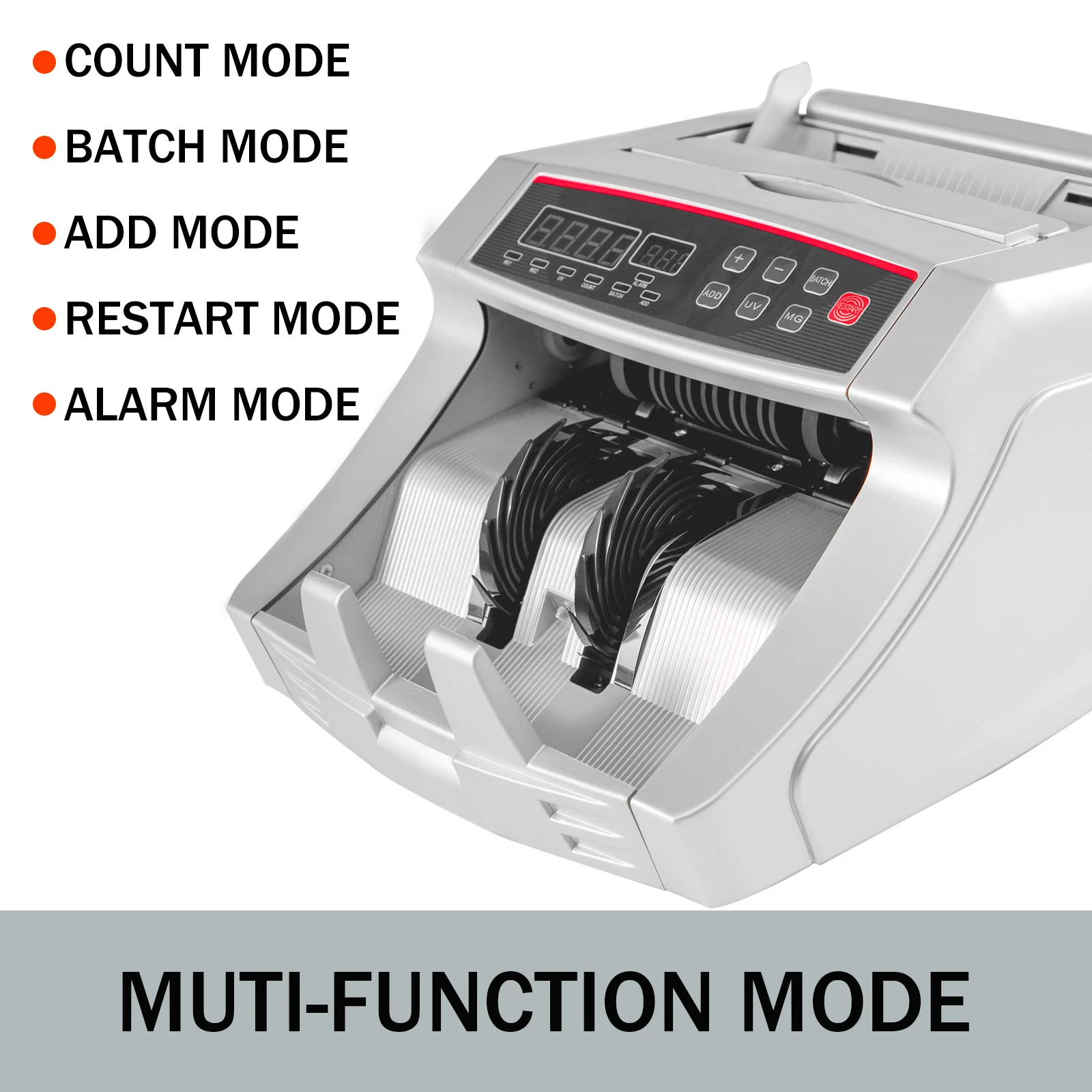 1000Pcs/Min Money Counter Business Cash Register Euros Bills Fake Banknote Detector by UV & MG Function for Banks Shops