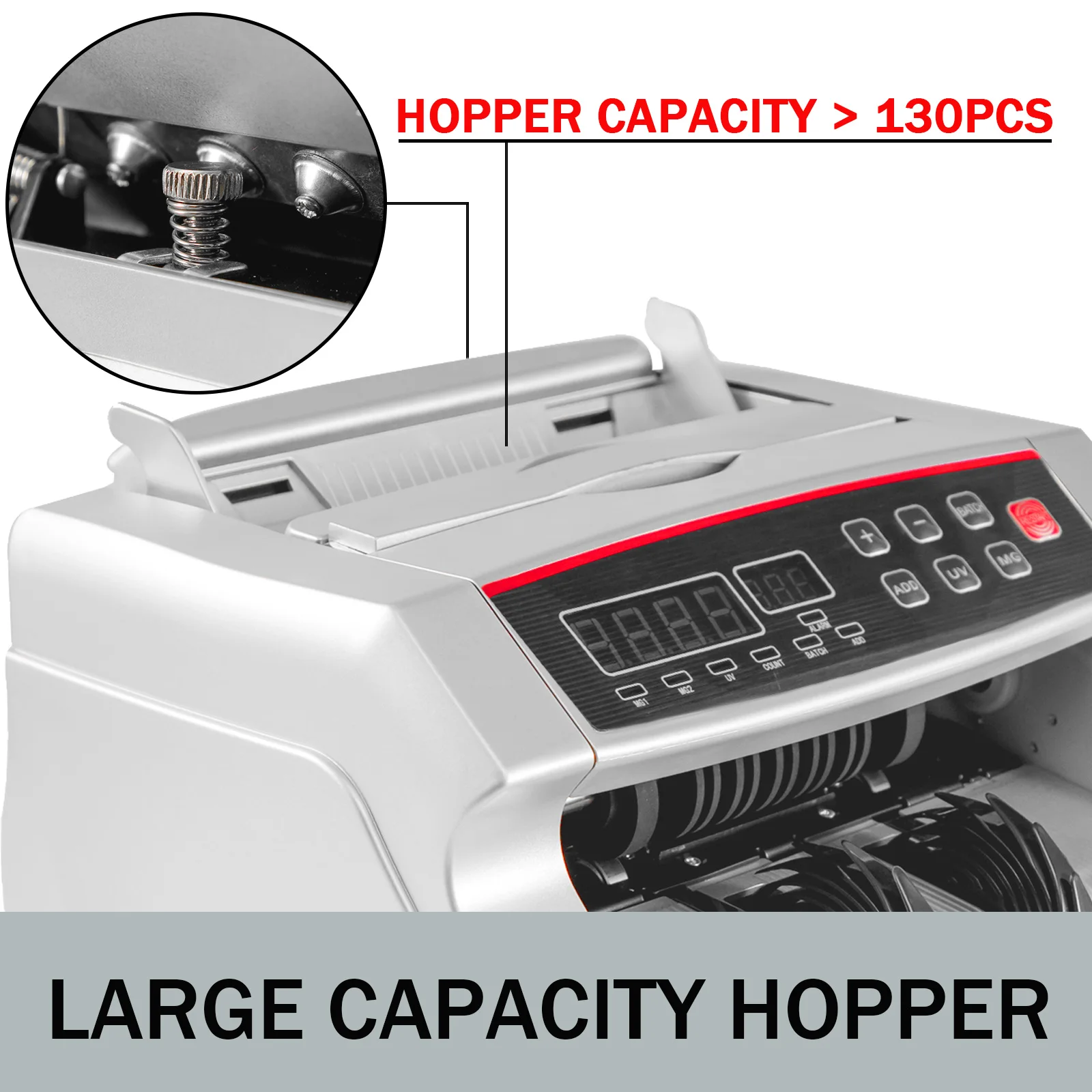 1000Pcs/Min Money Counter Business Cash Register Euros Bills Fake Banknote Detector by UV & MG Function for Banks Shops