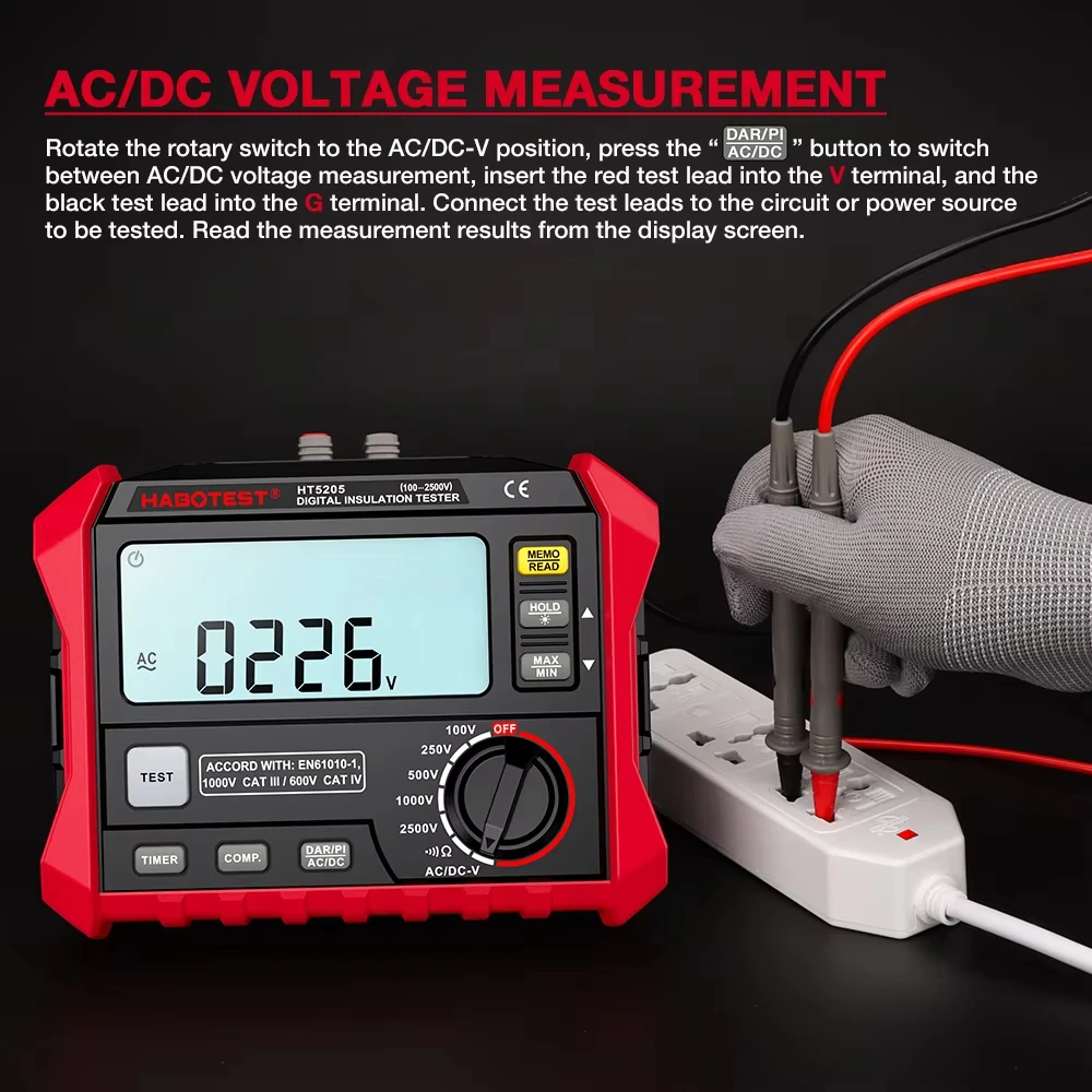 1000V Insulation Resistance Tester Earth Ground Resistance Tester Digital Megohmmeter Meter 1000V Insulation Resistance Tester Earth Ground Resistance Tester Digital Megohmmeter Meter