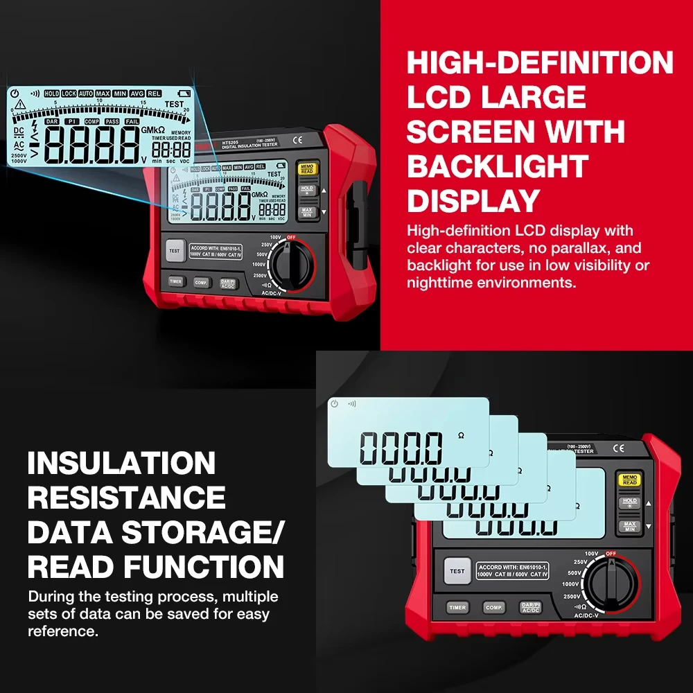 1000V Insulation Resistance Tester Earth Ground Resistance Tester Digital Megohmmeter Meter 1000V Insulation Resistance Tester Earth Ground Resistance Tester Digital Megohmmeter Meter