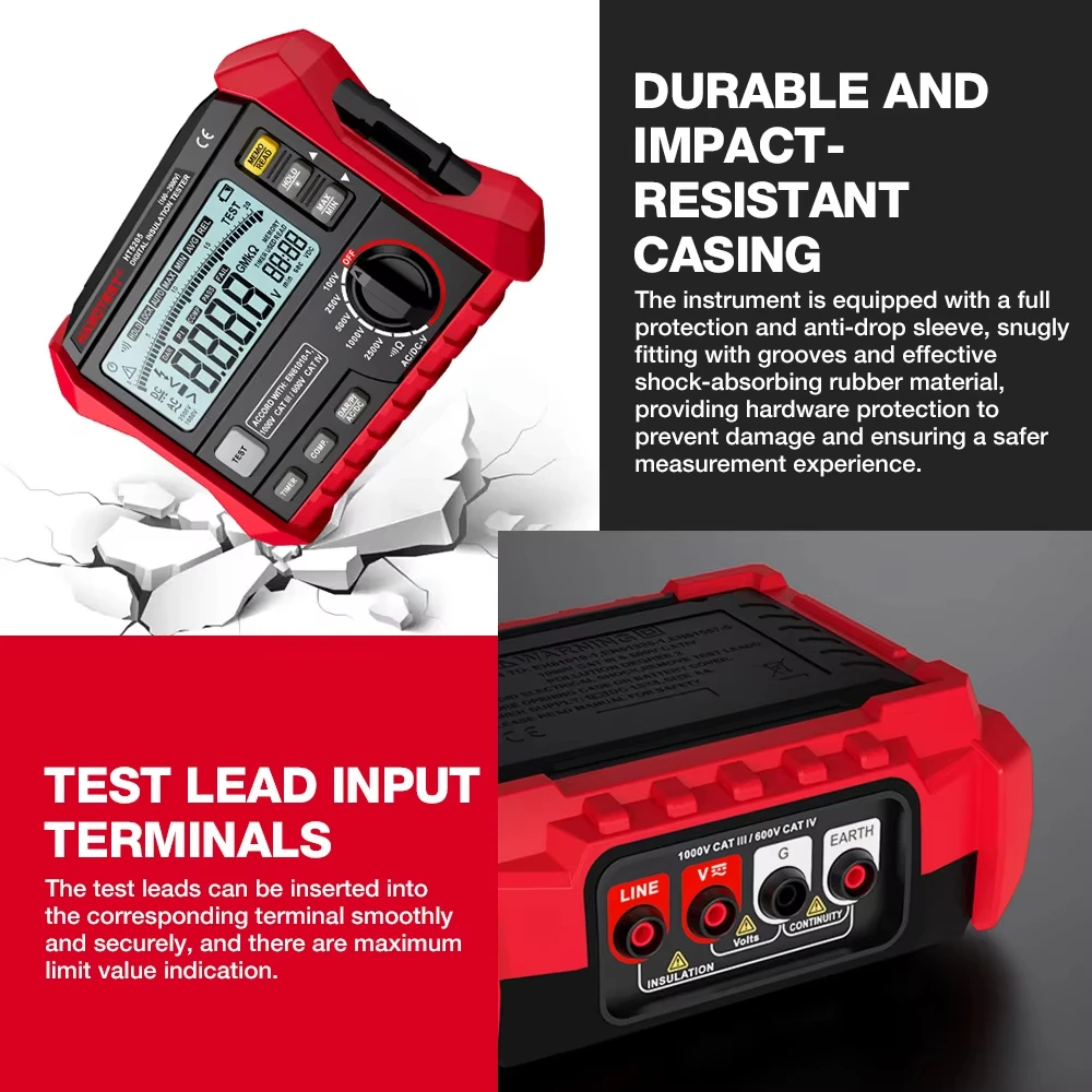 1000V Insulation Resistance Tester Earth Ground Resistance Tester Digital Megohmmeter Meter 1000V Insulation Resistance Tester Earth Ground Resistance Tester Digital Megohmmeter Meter