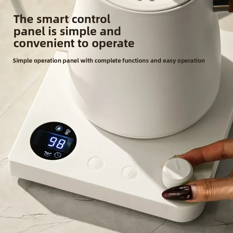 1000W Electric Gooseneck Kettle 1000ml 304 Stainless Steel Coffee Pot Intelligent Temperature LED Display for Coffee Tea
