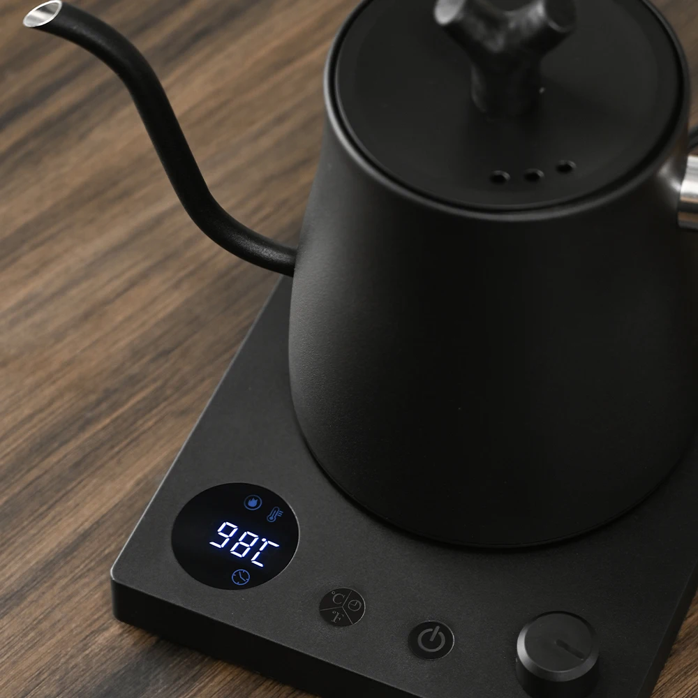 1000W Electric Gooseneck Kettle 1000ml 304 Stainless Steel Coffee Pot Intelligent Temperature LED Display for Coffee Tea