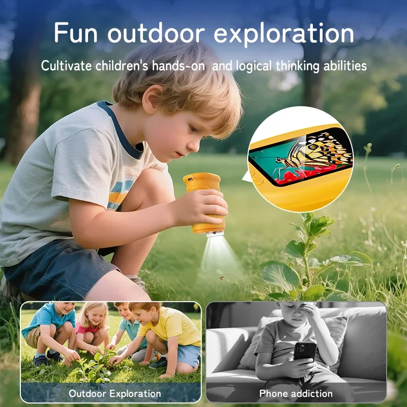 1000X Handheld Microscope for Kids 2.0″ Screen Rechargeable Mini Pocket Digital Microscopes Portable Edu Gift Children