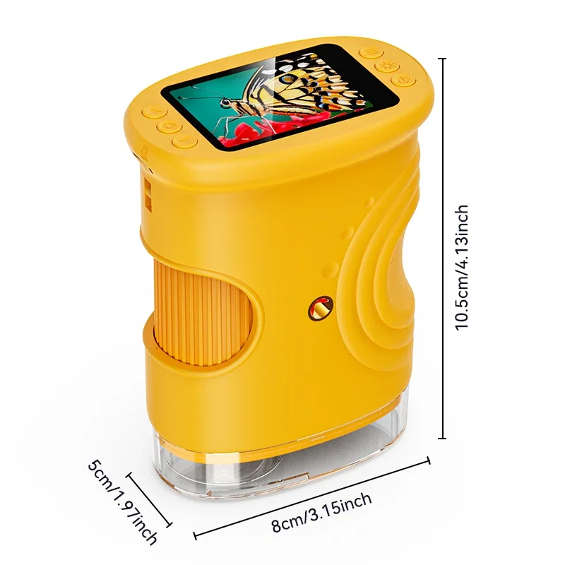1000X Handheld Microscope for Kids 2.0″ Screen Rechargeable Mini Pocket Digital Microscopes Portable Edu Gift Children