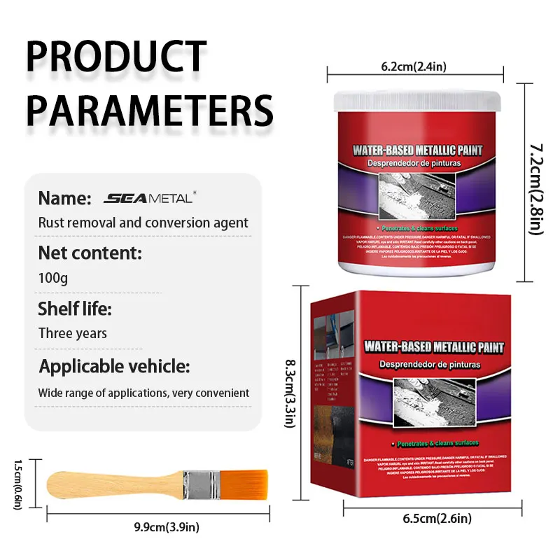 100ml Auto Anti Rust Paste Water-based Metal Surfaces Repair Rust Remover Car Chassis Rust Converter for Car Cleaning