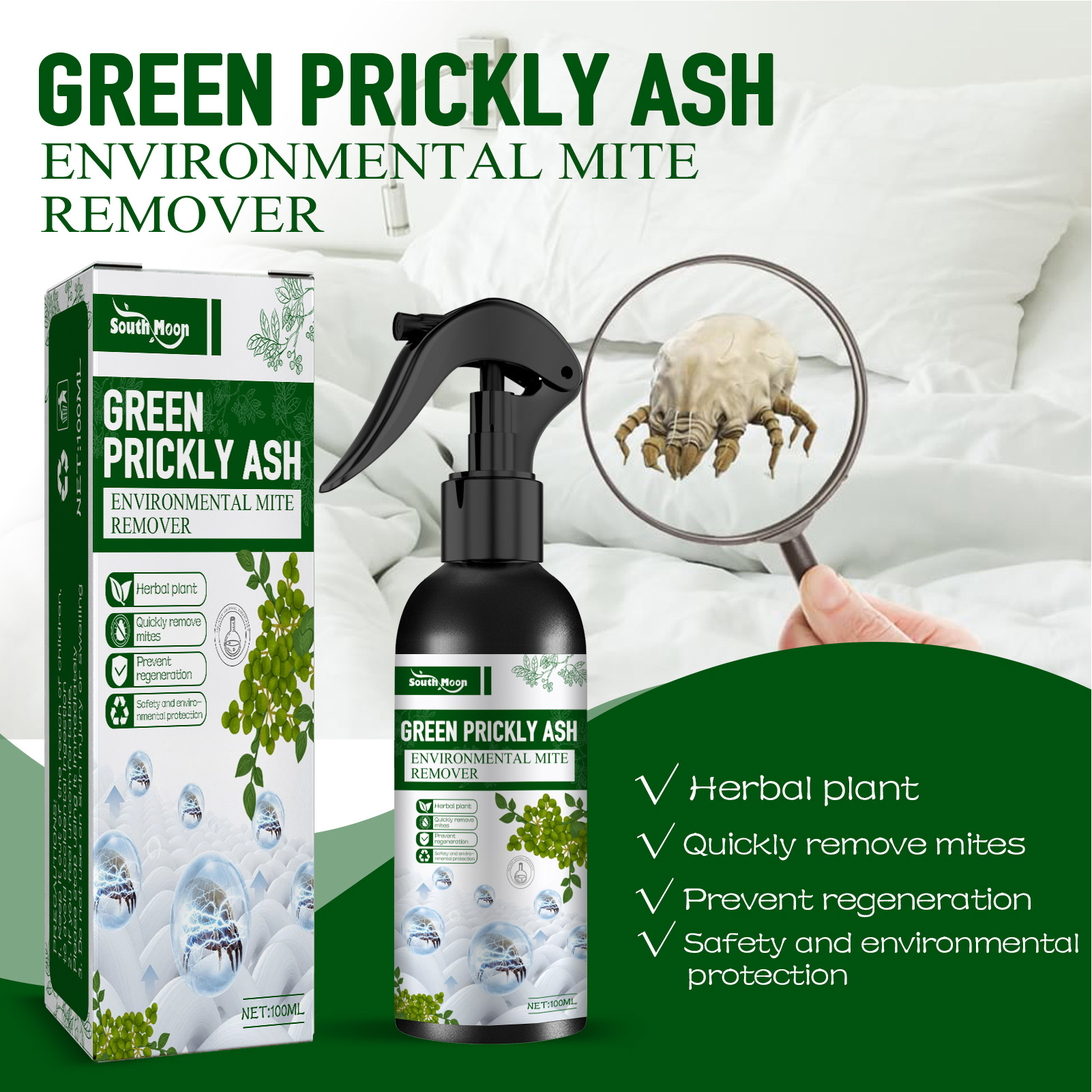 100ml Dustmite Killing Spray Bed Bugs Remover Mitess Killer Natural Bed Bugs Eliminator For Bed Pillow Sheet Couch