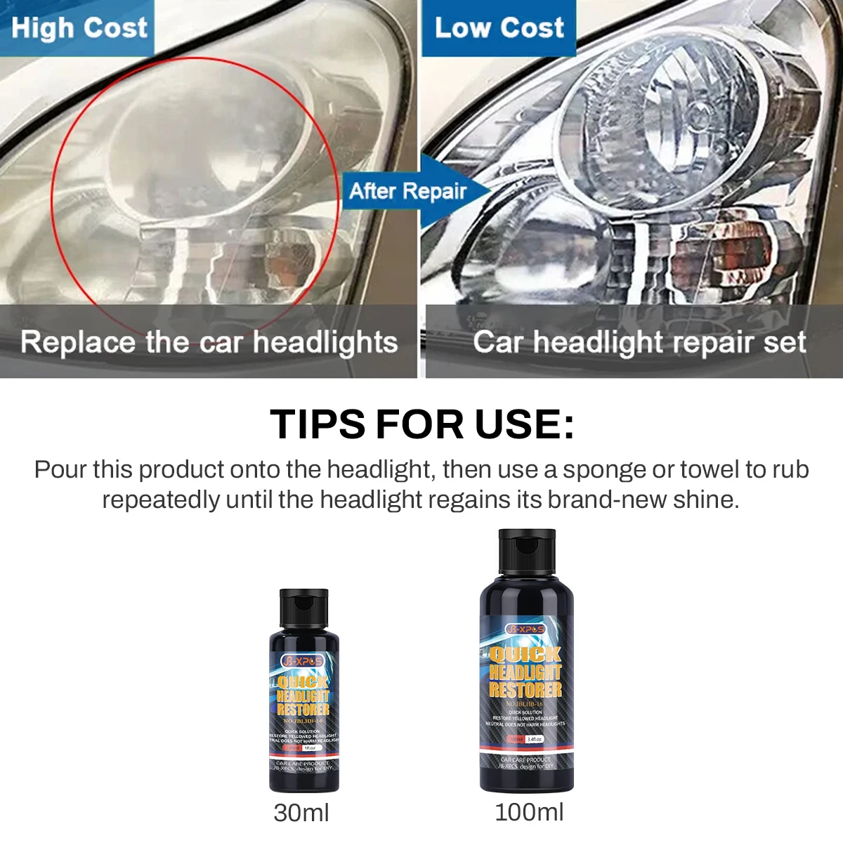 100ml Headlight Restoration Polishing Headlamp Scratch Remover Repair Cleaning Paste Remove Oxidation Headlight Polish