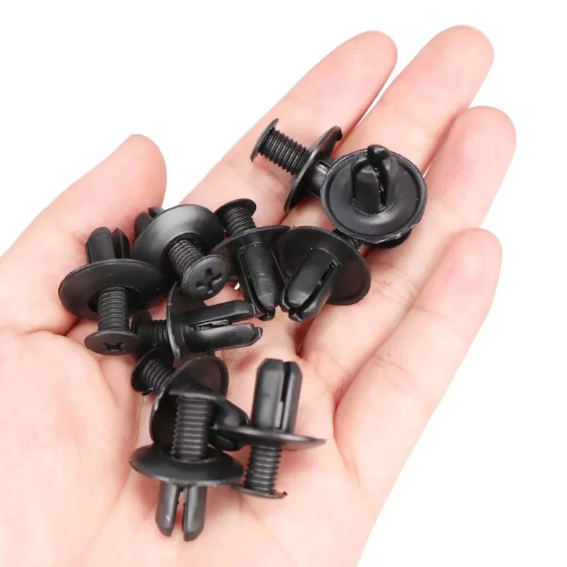 100pcs 8mm Plastic Rivets Fasteners Screw Car Bumper Fender Black Rivet Car Fastener Clips for Toyota Focus Kia Nissan