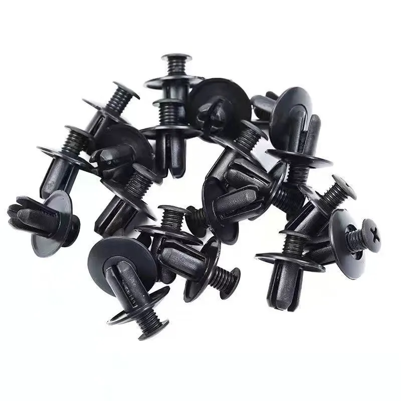 100pcs 8mm Plastic Rivets Fasteners Screw Car Bumper Fender Black Rivet Car Fastener Clips for Toyota Focus Kia Nissan