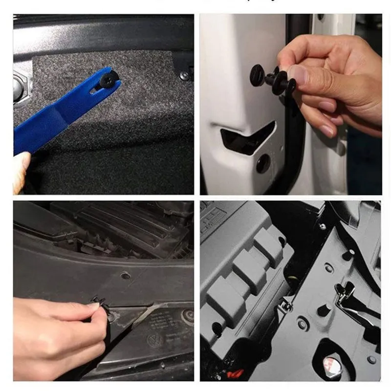 100pcs 8mm Plastic Rivets Fasteners Screw Car Bumper Fender Black Rivet Car Fastener Clips for Toyota Focus Kia Nissan