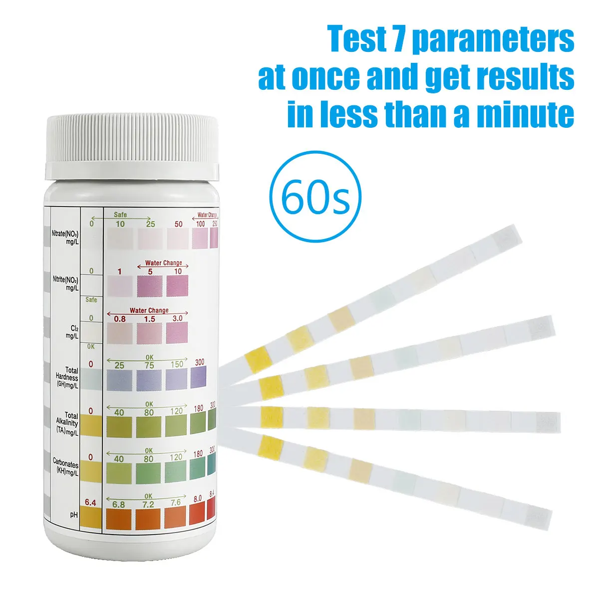 100Pcs Aquarium Test Strips Water Quality Test Strip 7/in1 Fish Tank Test Kit Freshwater Saltwater Aquarium Water pH 100Pcs Aquarium Test Strips Water Quality Test Strip 7/in1 Fish Tank Test Kit Freshwater Saltwater Aquarium Water pH