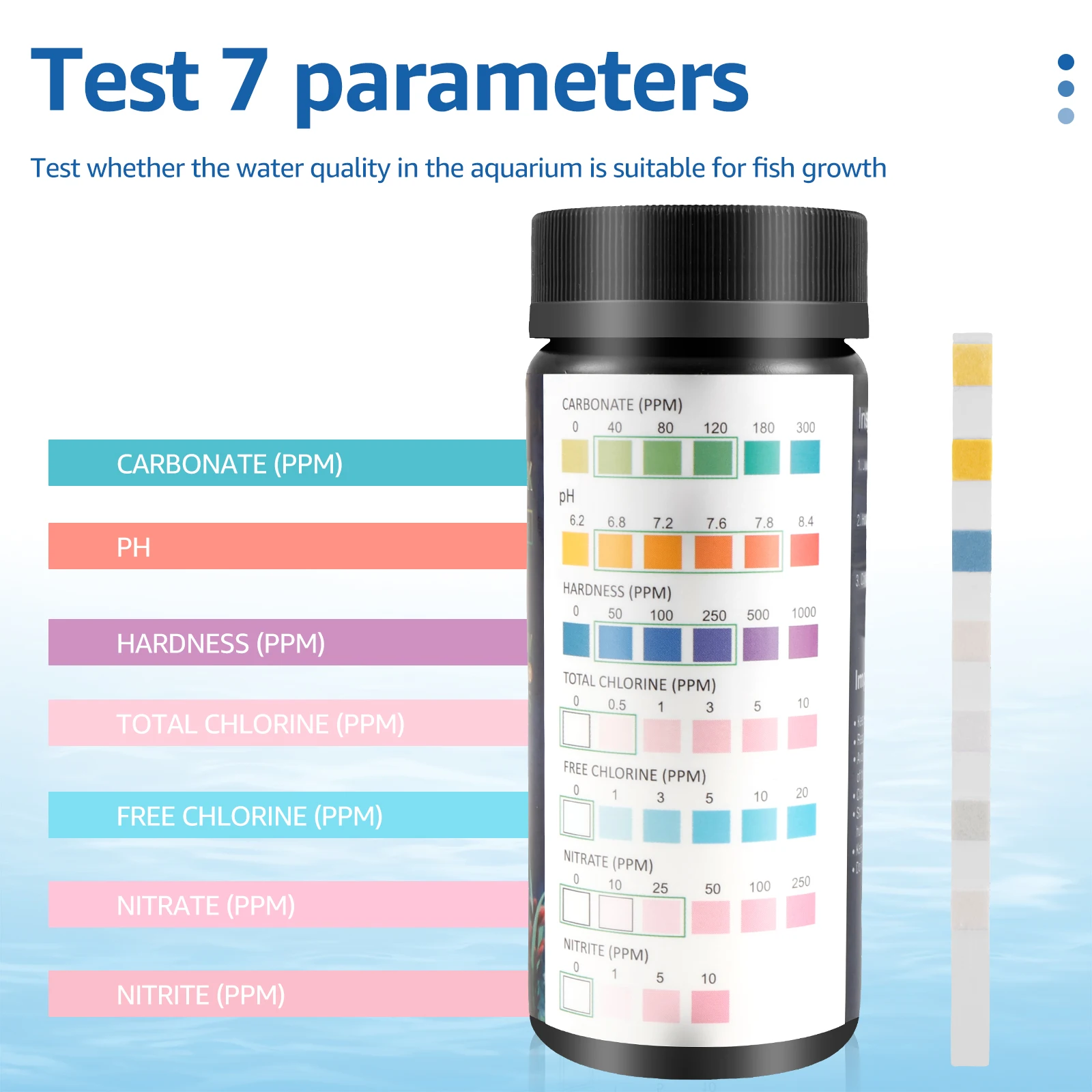 100Pcs Aquarium Test Strips Water Quality Test Strip 7/in1 Fish Tank Test Kit Freshwater Saltwater Aquarium Water pH 100Pcs Aquarium Test Strips Water Quality Test Strip 7/in1 Fish Tank Test Kit Freshwater Saltwater Aquarium Water pH