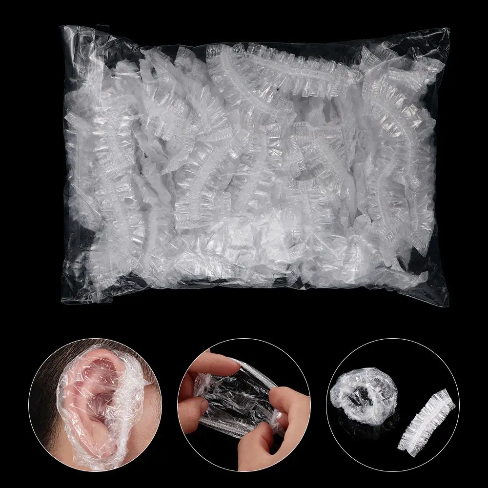 100Pcs Disposable Waterproof Ear Cover Transparent Elastic Bath Shower Salon Dyeing Hair Ear Protector Cover Hair 100Pcs Disposable Waterproof Ear Cover Transparent Elastic Bath Shower Salon Dyeing Hair Ear Protector Cover Hair