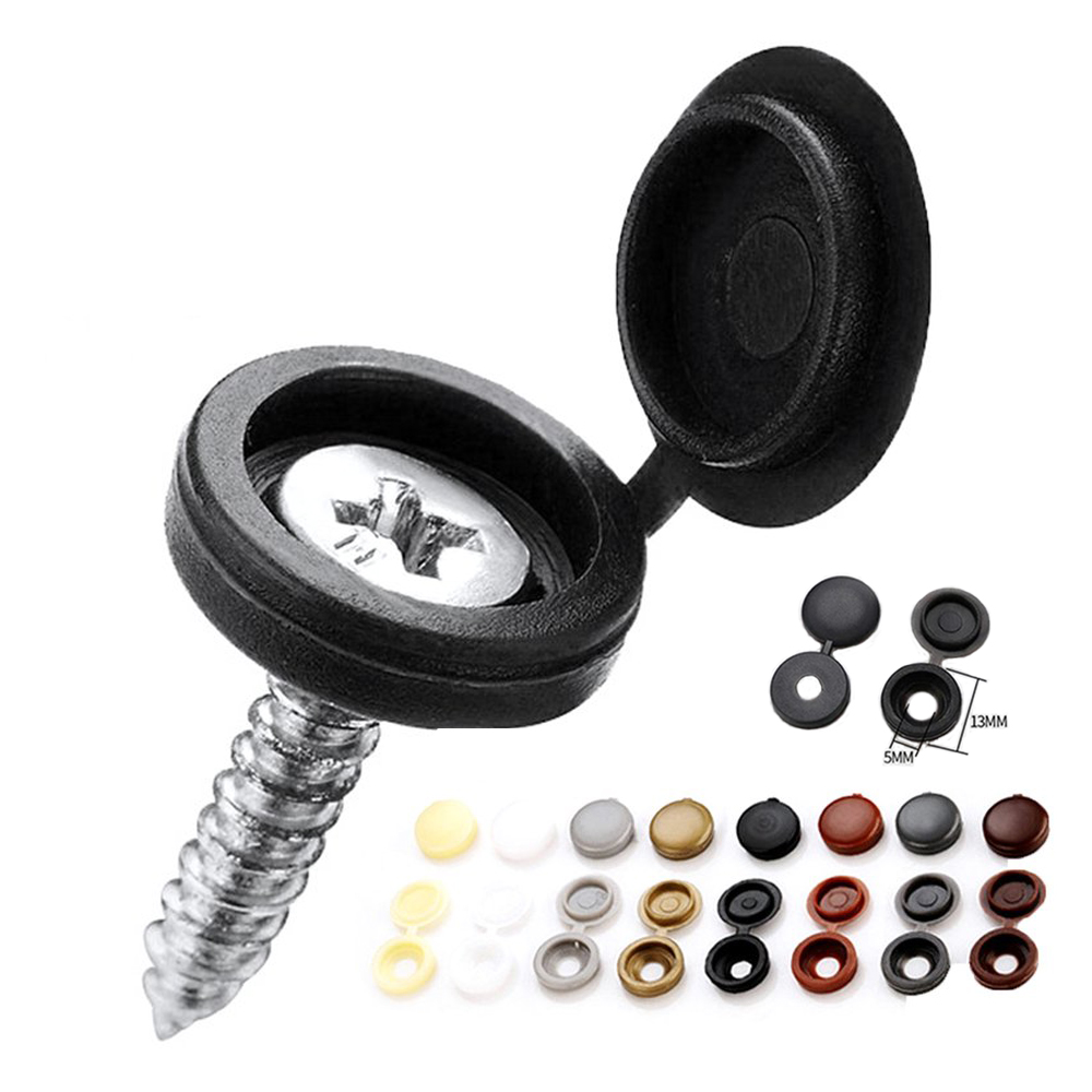 100pcs Hinged Plastic Screw Cap Cover Nuts Fold Snap Protective Cap Button For Car Furniture Decorative Nuts Bolts 100pcs Hinged Plastic Screw Cap Cover Nuts Fold Snap Protective Cap Button For Car Furniture Decorative Nuts Bolts