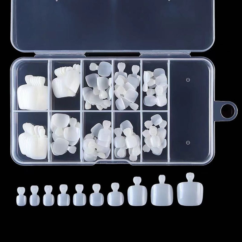 100pcs Square Full Cover Natural White Artificial Fake Toenail Acrylic Foot Nail False Toe Nails