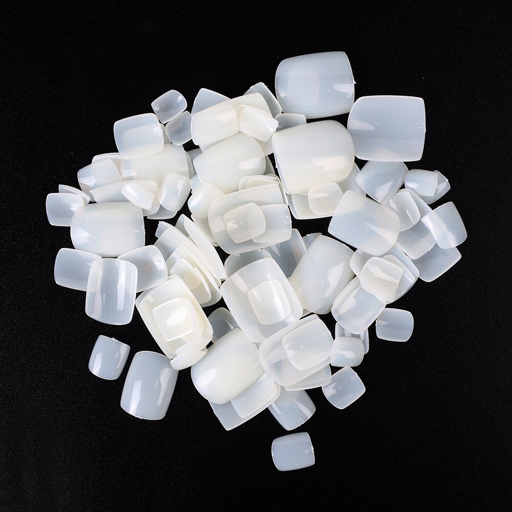 100pcs Square Full Cover Natural White Artificial Fake Toenail Acrylic Foot Nail False Toe Nails