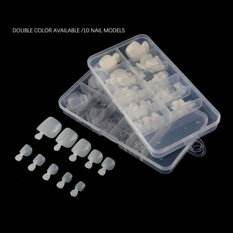 100pcs Square Full Cover Natural White Artificial Fake Toenail Acrylic Foot Nail False Toe Nails