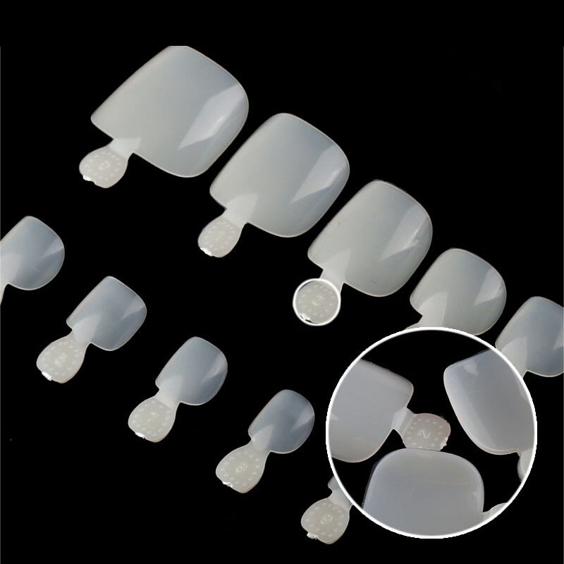 100pcs Square Full Cover Natural White Artificial Fake Toenail Acrylic Foot Nail False Toe Nails