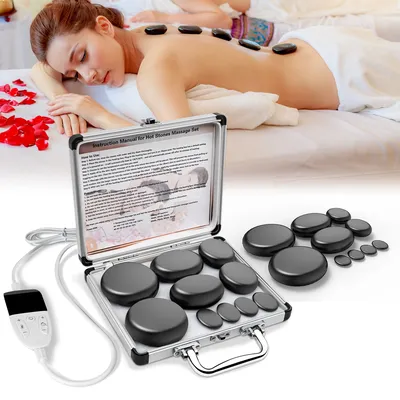 10/20pcs Hot Stones Massage Set With Tempperature Adjustment – Hot Stone Massage Set with Heater, Professional Spa