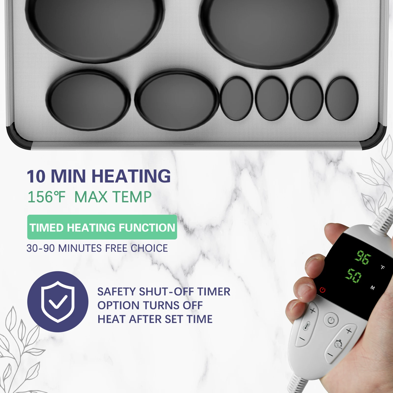 10/20pcs Hot Stones Massage Set With Tempperature Adjustment – Hot Stone Massage Set with Heater, Professional Spa