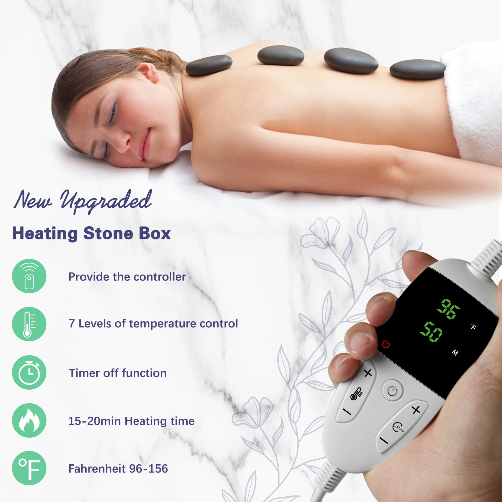 10/20pcs Hot Stones Massage Set With Tempperature Adjustment – Hot Stone Massage Set with Heater, Professional Spa