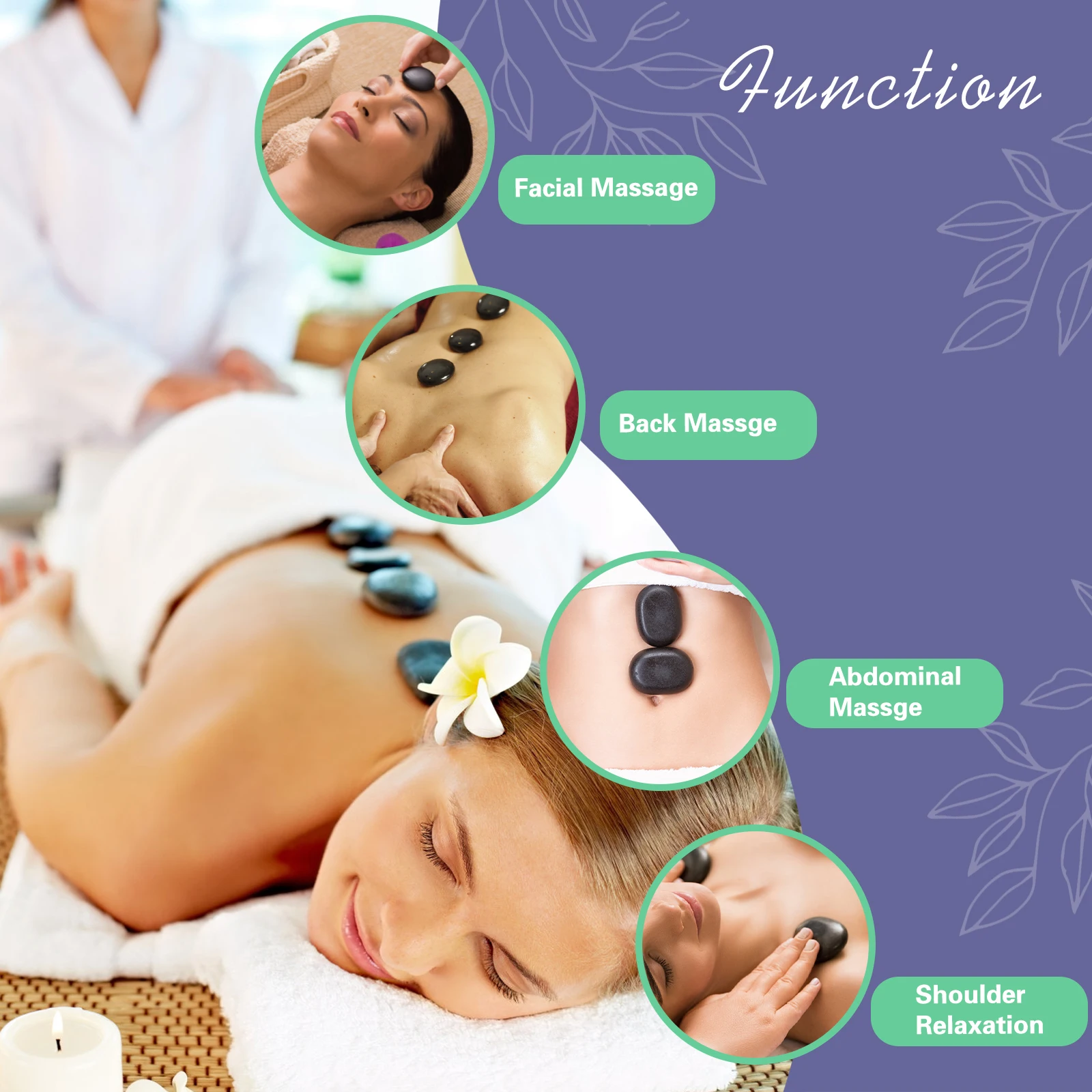 10/20pcs Hot Stones Massage Set With Tempperature Adjustment – Hot Stone Massage Set with Heater, Professional Spa