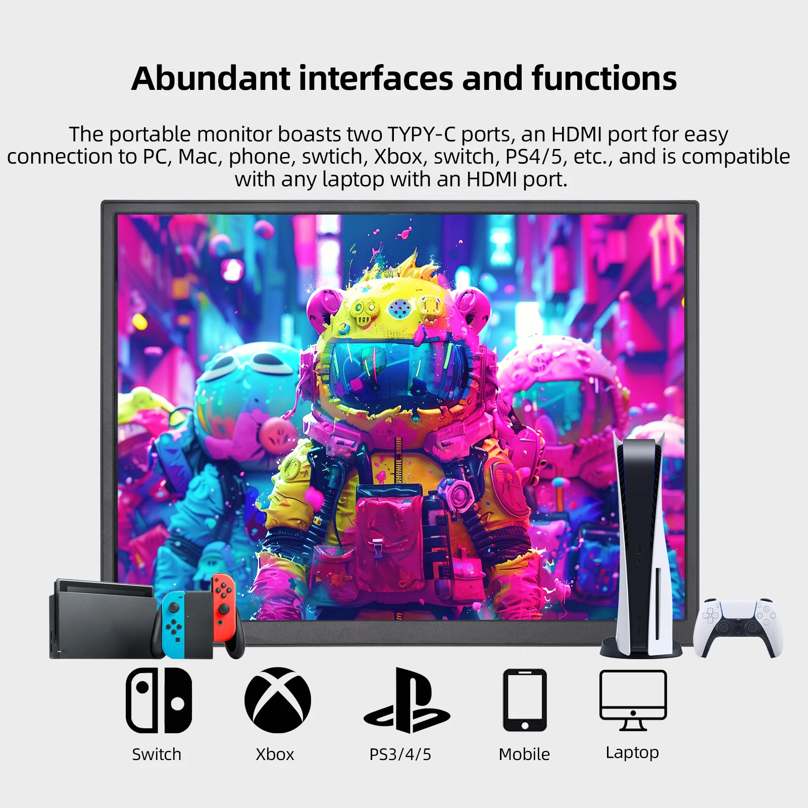 10.5-Inch Portable Monitor 1280P 100%sRGB 15:10 Low Blue Light For XBox PS4 / 5 Switch Cell Phone PC Loptop Extension 10.5-Inch Portable Monitor 1280P 100%sRGB 15:10 Low Blue Light For XBox PS4 / 5 Switch Cell Phone PC Loptop Extension