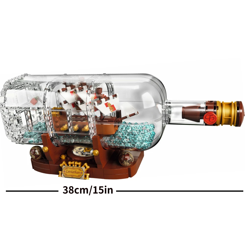 1078pcs Ship in Bottle Pirates Building Blocks Construction Set Moc Bricks with Stand Boys Toys For children Christmas 1078pcs Ship in Bottle Pirates Building Blocks Construction Set Moc Bricks with Stand Boys Toys For children Christmas