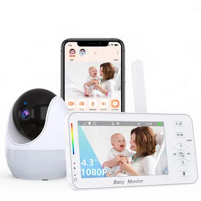 1080P HD WiFi Baby Monitor Phone APP Remote View 4.3″ Nanny Night Light VOX HD Night Vision Lullabies Temperature 1080P HD WiFi Baby Monitor Phone APP Remote View 4.3″ Nanny Night Light VOX HD Night Vision Lullabies Temperature
