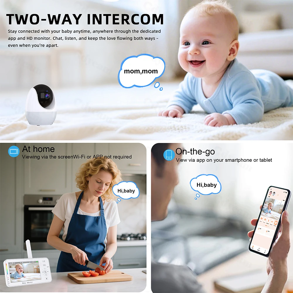 1080P HD WiFi Baby Monitor Phone APP Remote View 4.3″ Nanny Night Light VOX HD Night Vision Lullabies Temperature 1080P HD WiFi Baby Monitor Phone APP Remote View 4.3″ Nanny Night Light VOX HD Night Vision Lullabies Temperature