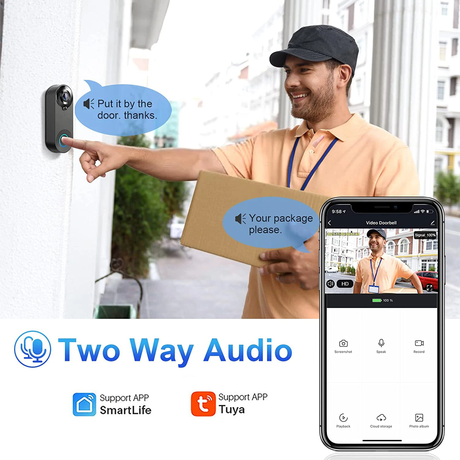1080P Wireless Video Doorbell Camera WiFi Smart Door Bell Tuya Smart Home Security Motion Detect Night Vision Intercom 1080P Wireless Video Doorbell Camera WiFi Smart Door Bell Tuya Smart Home Security Motion Detect Night Vision Intercom