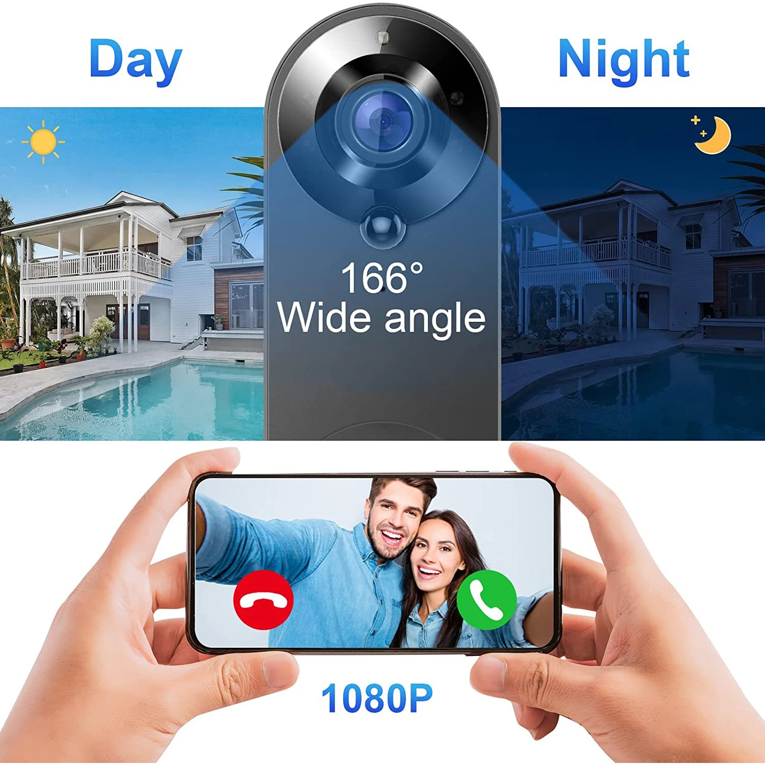 1080P Wireless Video Doorbell Camera WiFi Smart Door Bell Tuya Smart Home Security Motion Detect Night Vision Intercom 1080P Wireless Video Doorbell Camera WiFi Smart Door Bell Tuya Smart Home Security Motion Detect Night Vision Intercom