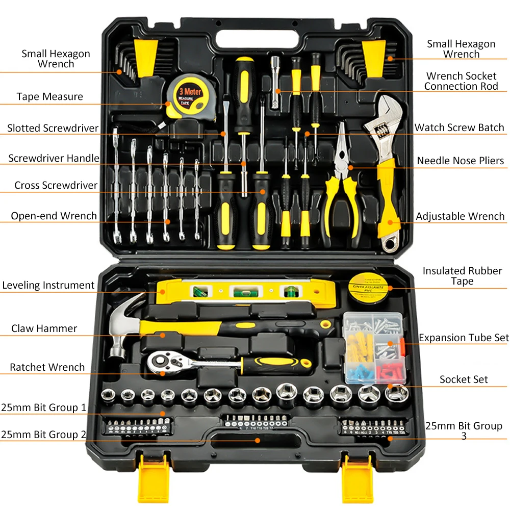 108pcs Tool Set General House hold Hand Tool Kit with Plastic Toolbox Storage Case Used to Car repair And home Repair 108pcs Tool Set General House hold Hand Tool Kit with Plastic Toolbox Storage Case Used to Car repair And home Repair