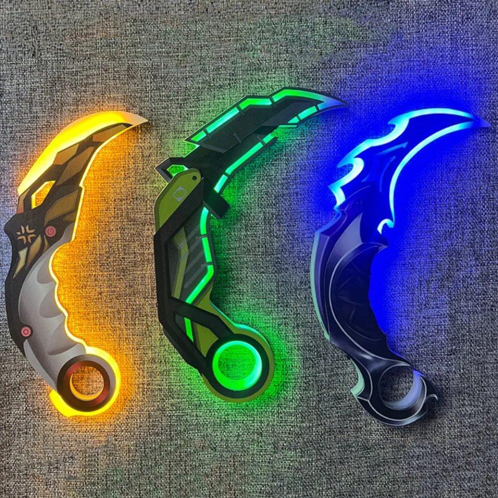 10inch Luminous Valorant Karambit Original Samurai Anime Cosplay Prop Ninja Knife Led Light Sword Real Size Japanese Toy