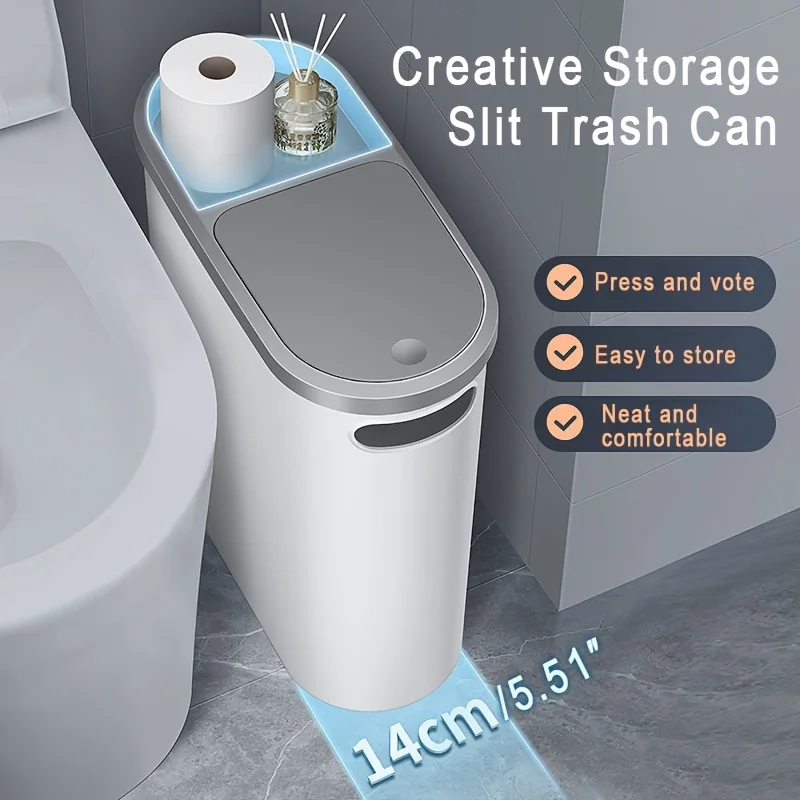 10L Large Capacity Silent Closed Plastic Bathroom Garbage Bin – Space saving Design, Creative Household Gap Garbage Bin 10L Large Capacity Silent Closed Plastic Bathroom Garbage Bin – Space saving Design, Creative Household Gap Garbage Bin