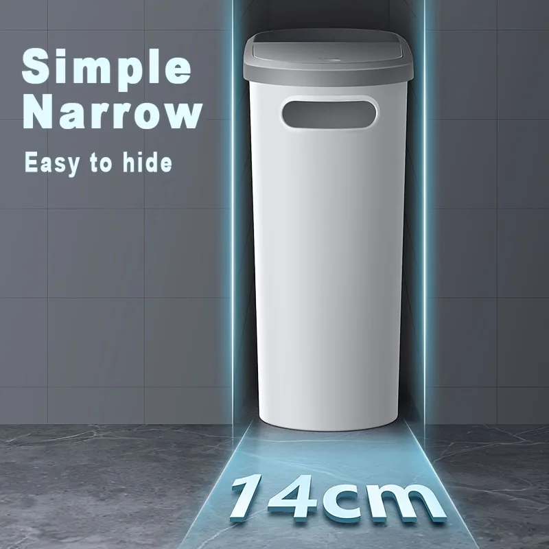 10L Large Capacity Silent Closed Plastic Bathroom Garbage Bin – Space saving Design, Creative Household Gap Garbage Bin 10L Large Capacity Silent Closed Plastic Bathroom Garbage Bin – Space saving Design, Creative Household Gap Garbage Bin