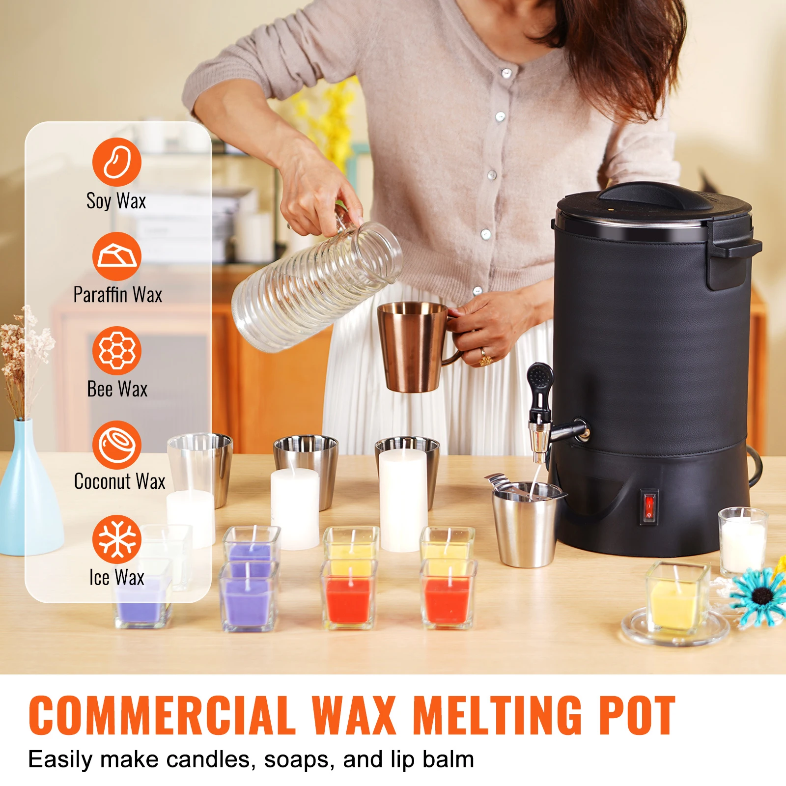 10L Wax Melter for Candle Making Large Electric Wax Melting Pot Easy Pour Spout 9-Level Temperature Control