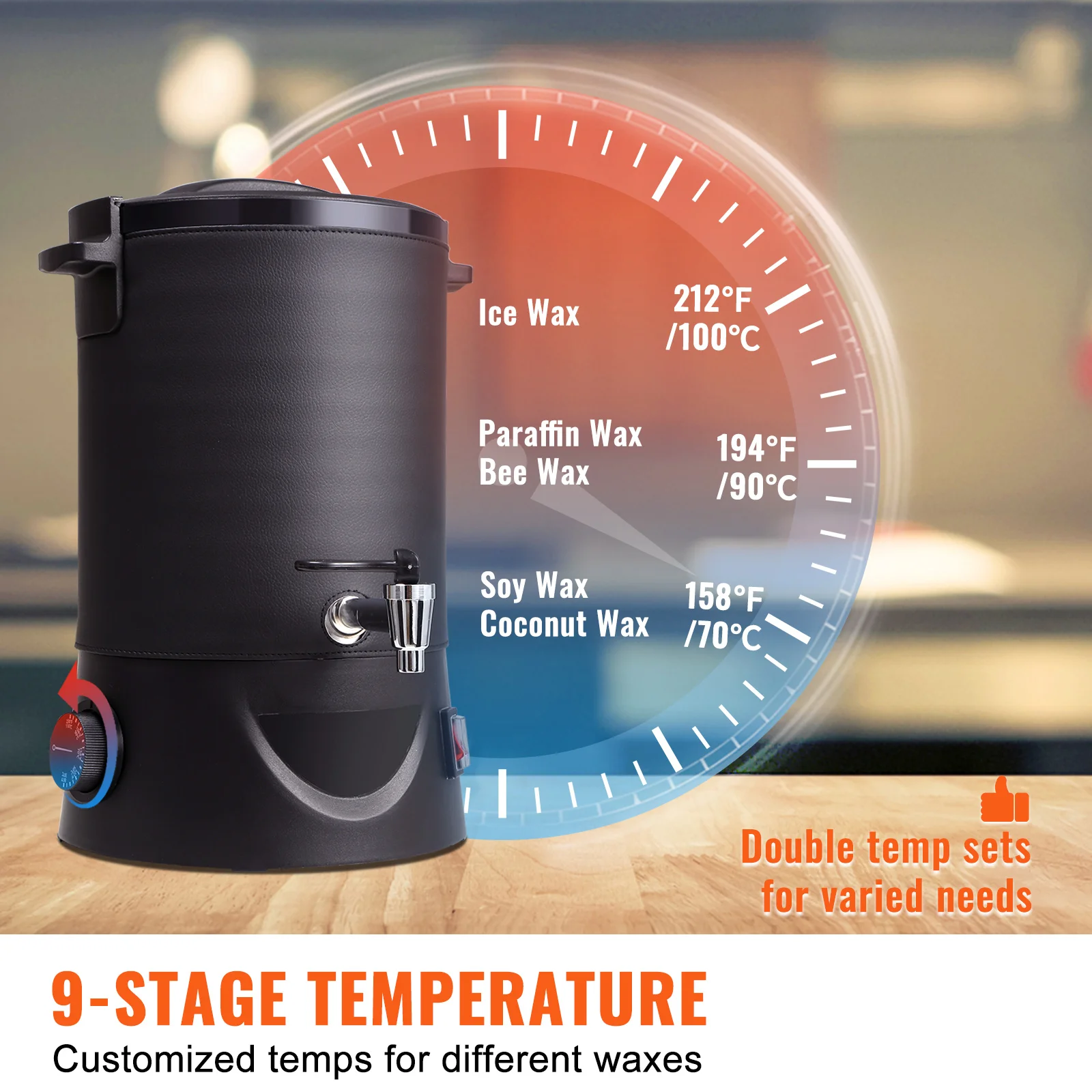 10L Wax Melter for Candle Making Large Electric Wax Melting Pot Easy Pour Spout 9-Level Temperature Control