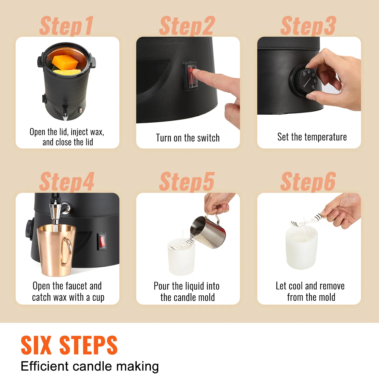 10L Wax Melter for Candle Making Large Electric Wax Melting Pot Easy Pour Spout 9-Level Temperature Control
