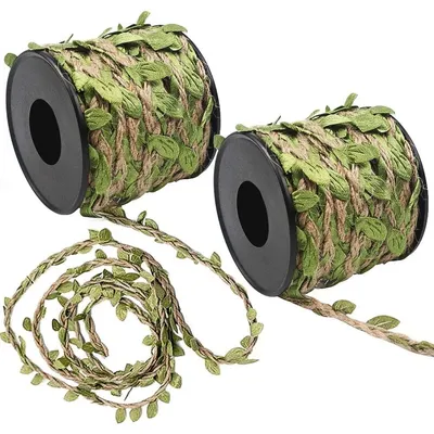 10M Artificial Vine Leaf Jute Rope Decoration Rattan Leaf Garland Fake Plant Cord String Leaves For Home Wedding Party
