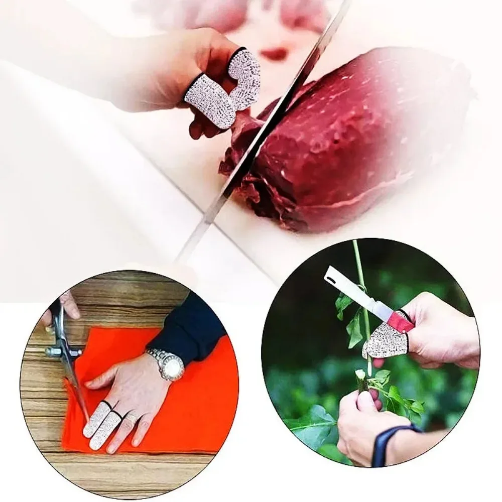10Pcs Anti-Cut Finger Cover Finger Protector Sleeve Level 5 High-strength Safety Anti Cut Fingertip Gloves Kitchen Tools