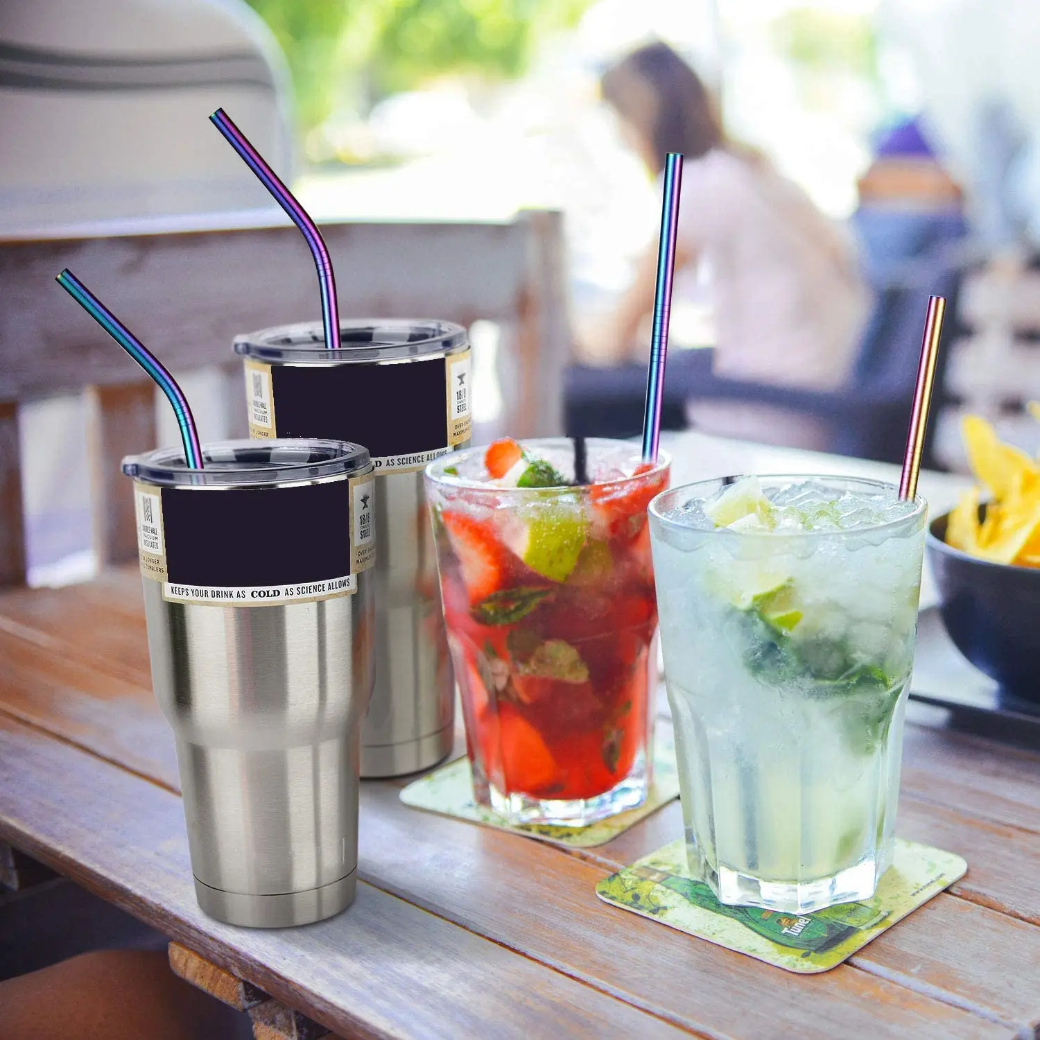 10pcs Metal Drinking Straws Reusable Metal Straws Set with Cleaner Brush 304 Stainless Steel Drinking Straw Milk